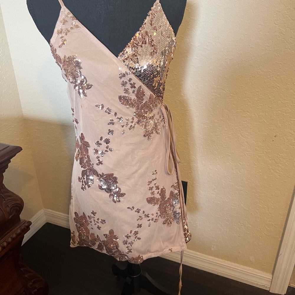 Sequin wrap cocktail dress New